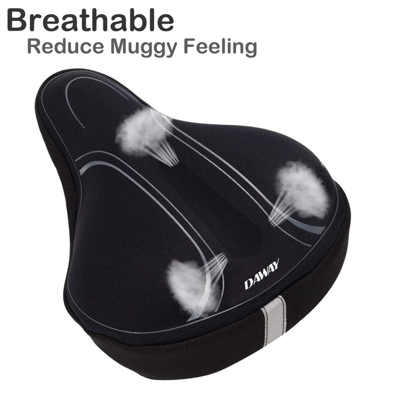 DAWAY Memory Foam Bike Seat Cover - C3 Extra Soft Pad Most Comfortable Exercise Bike Saddle Cushion for Women Men, Fit for Peloton, Stationary, Indoor Bicycles, Mountain, Road Outdoor Bycicle - Image 4